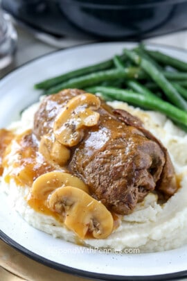 plated Beef Rouladen with mashed potatoes
