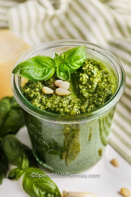 Easy Homemade Basil Pesto in a jar