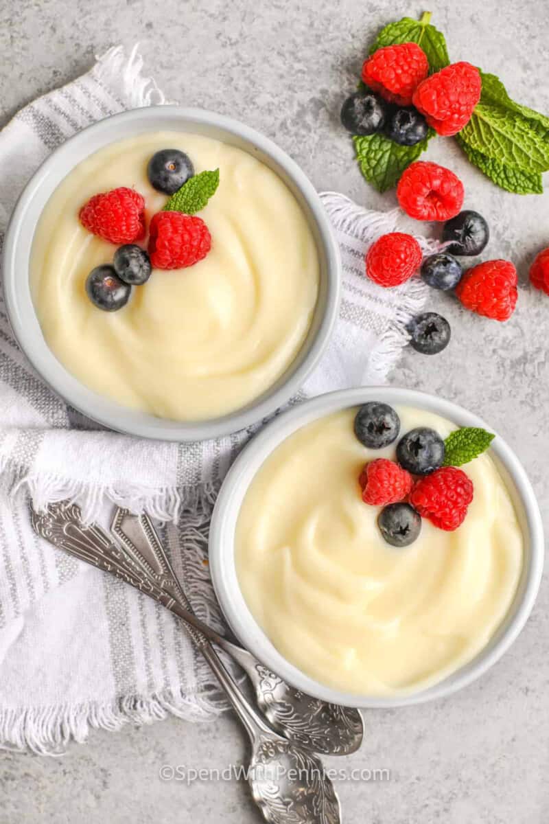 bowls of Homemade Vanilla Custard