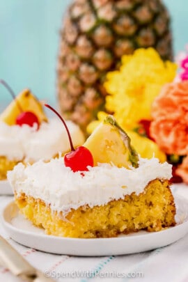 plated Pina Colada Cake