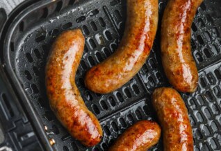 Air Fryer Bratwurst cooked in the air fryer