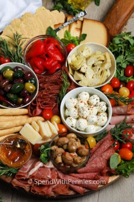 Antipasto Platter on a wooden table