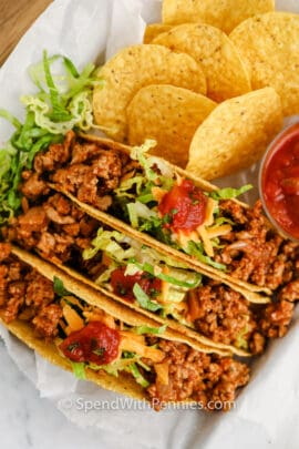 top view of plated Easy Turkey Tacos