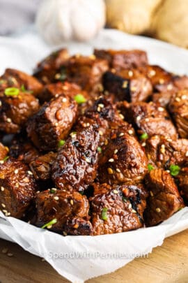 plated Ginger Soy Steak Bites