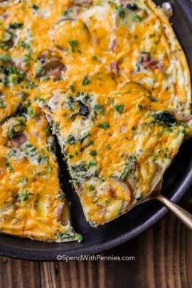 Ham and Spinach Frittata baked and served