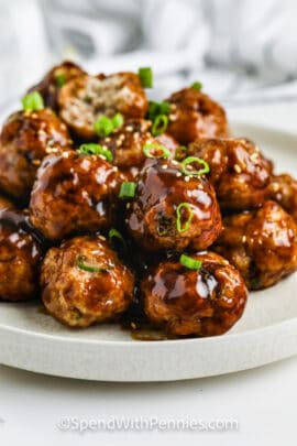 Hoisin Glazed Meatballs on a plate