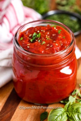 Homemade Pizza Sauce in a mason jar