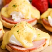 eggs benedict topped with hollandaise