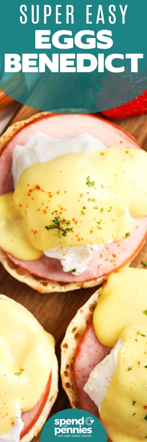 plated Eggs Benedict with writing