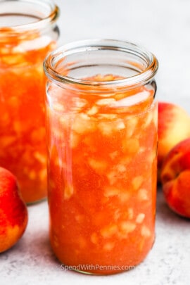 jar of Peach Freezer Jam