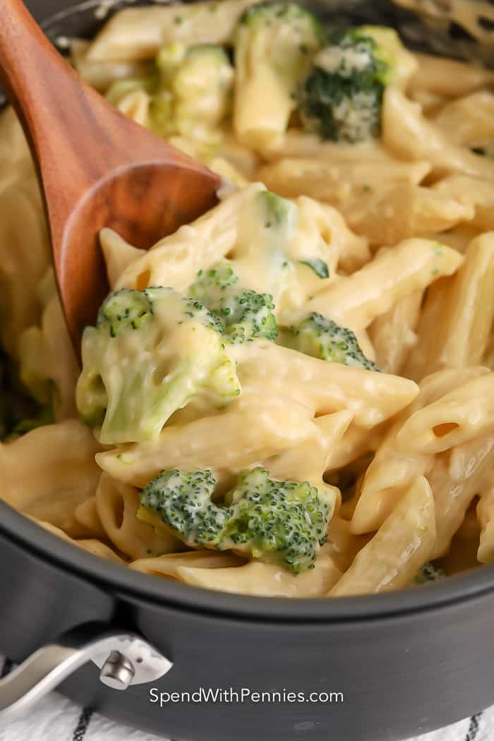 broccoli pasta in a pan