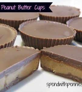 Homemade Reeses Peanut butter cup cut in half to show texture