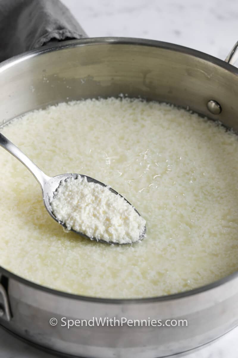 Ricotta Cheese in the pan