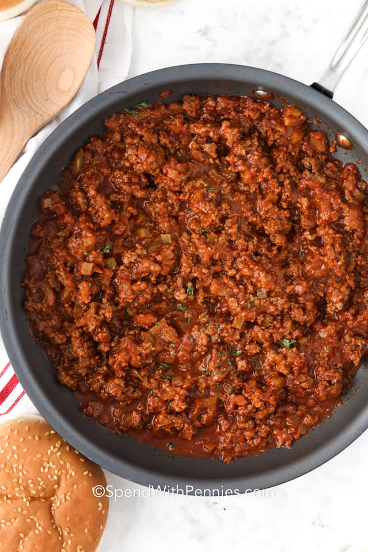 cooked sloppy joes in a skillet