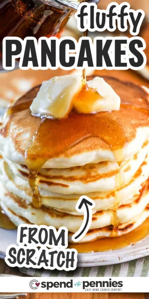hot Fluffy Pancakes with writing