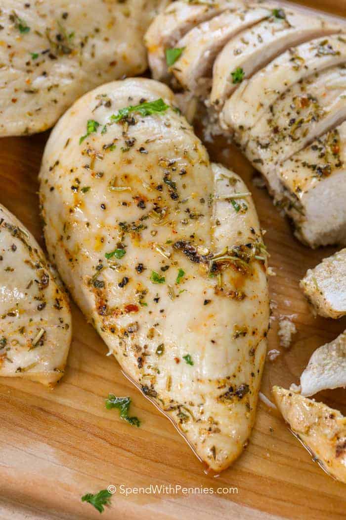 Baked Chicken resting on a cutting board