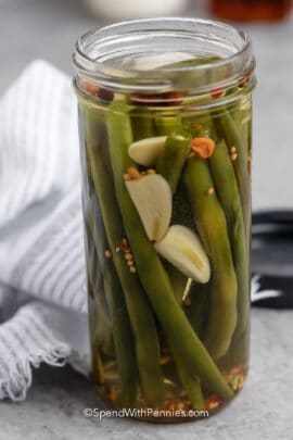 Quick Pickled Green beans in a jar